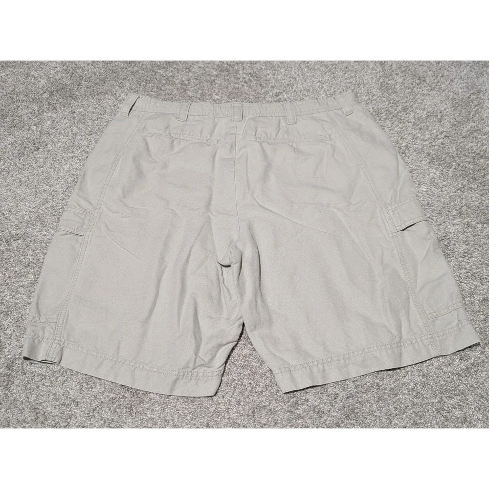 Island Shores Cargo Shorts Mens 38 Tan Linen Blend Flat Front Utility Summer